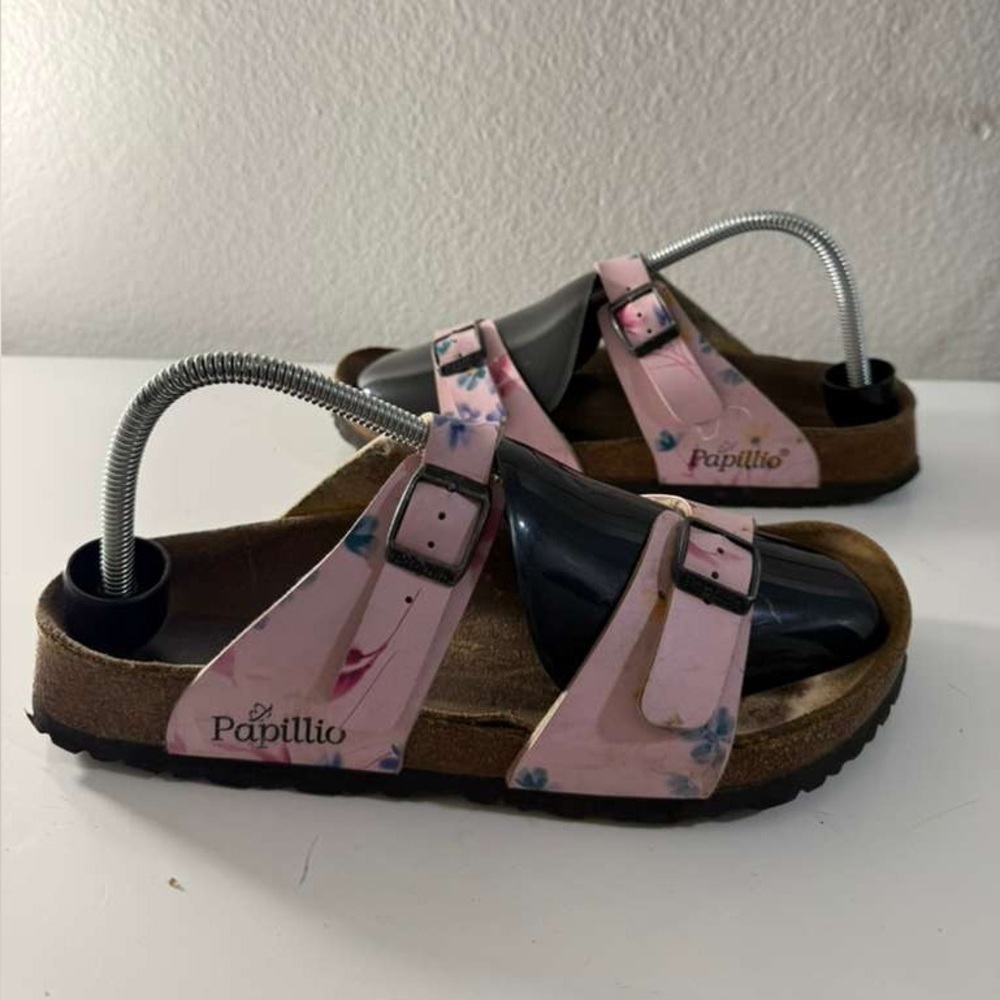 Papillio Pink Floral Double-Strap Buckle Sandals